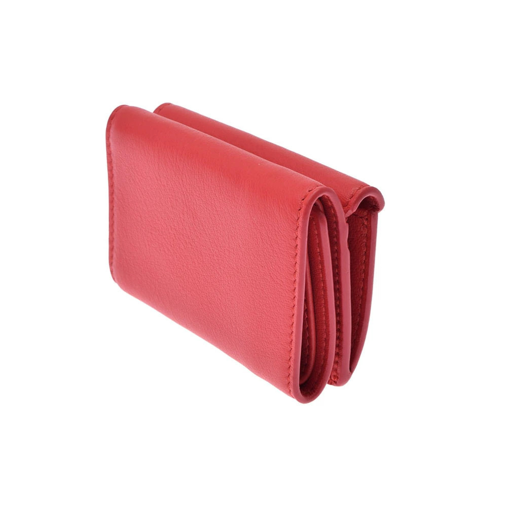 Balenciaga Paper Red fold Calf Tri Wallet Red